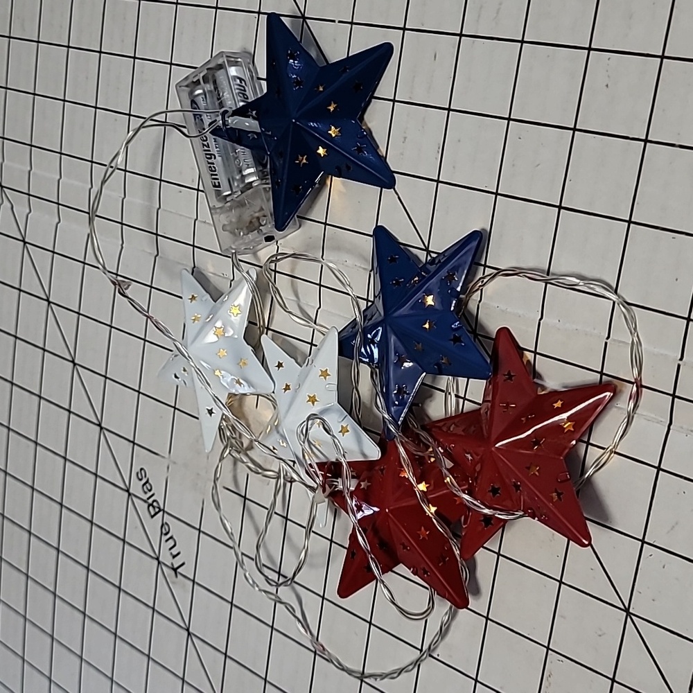 July 4th Decorations‎ Red White Blue Star LED Lights, 65" long, 6 Stars